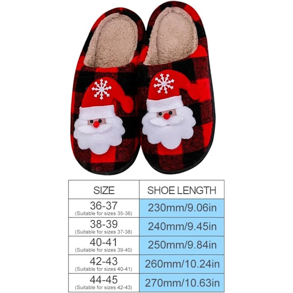 Bekväma Jultofflor för Män och Kvinnor, Elk Plyschdesign Santa Claus G 42/43 EU