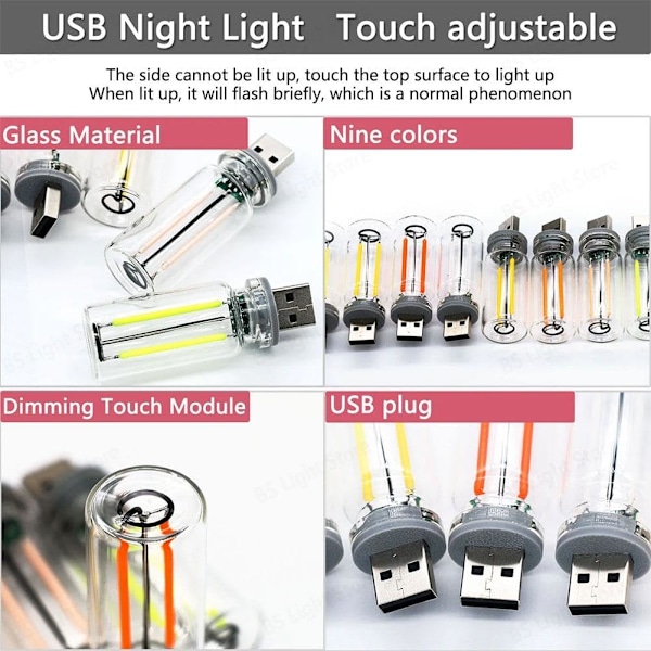 Mini USB Bilnattslys - Berøringsstyrt LED-Stemningslys for Bilinteriør & Soverom, Modell C c