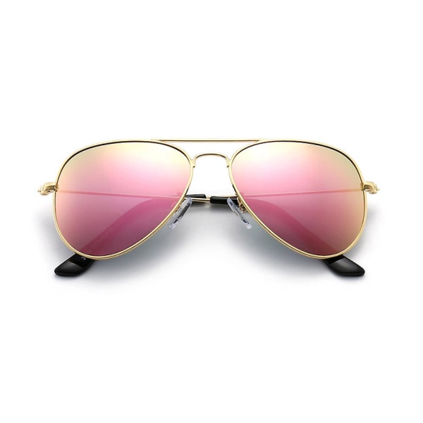 Polarized Barn Tonåringar Juniorer Aviator Polarized Solglasögon Rostfritt stål Ram Fjädergångjärn UV-skydd, Rosa