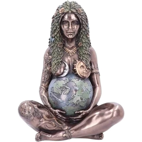 Gaia staty gudinna staty present trädgårdsprydnad (silver)