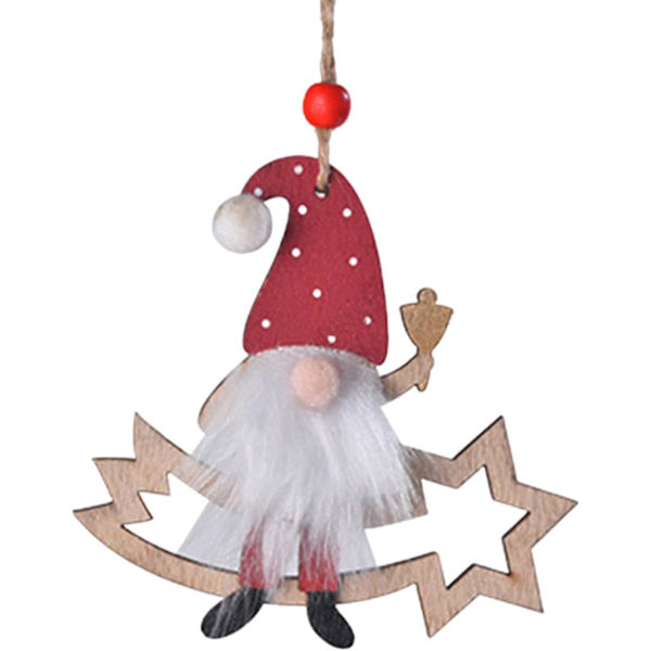Julepynt av tre med nisse, hengende dekorasjon til hjemmet, sett Meteor Meteor
