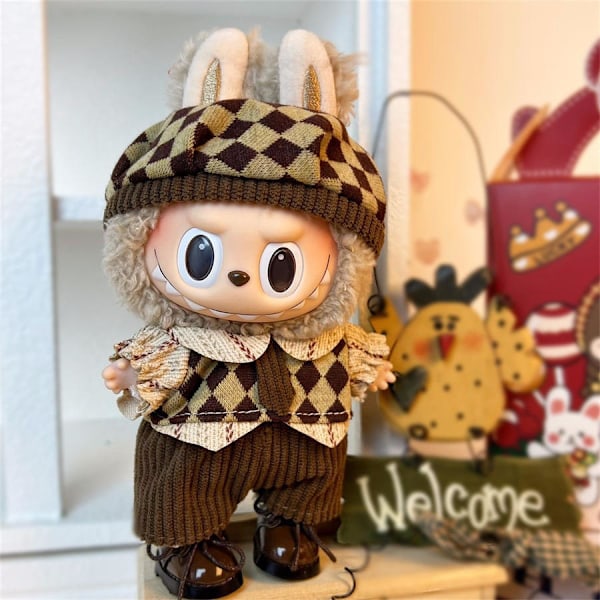 /NC/Hot Collection Labubu Kläder Klänning Outfit Labubu 15cm Plyschdocka Kläder Labubu Körsbärskostym 6# Clothes Only