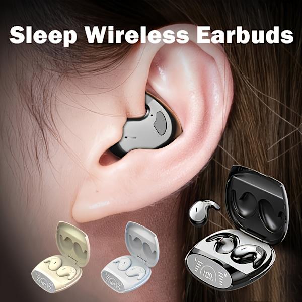 Ultratunna trådlösa sovhörlurar, trådlösa superstandby-hörlurar, on-ear Sports Invisible Subwoofer-hörlurar för IOS, IPhone, Android Game Low White