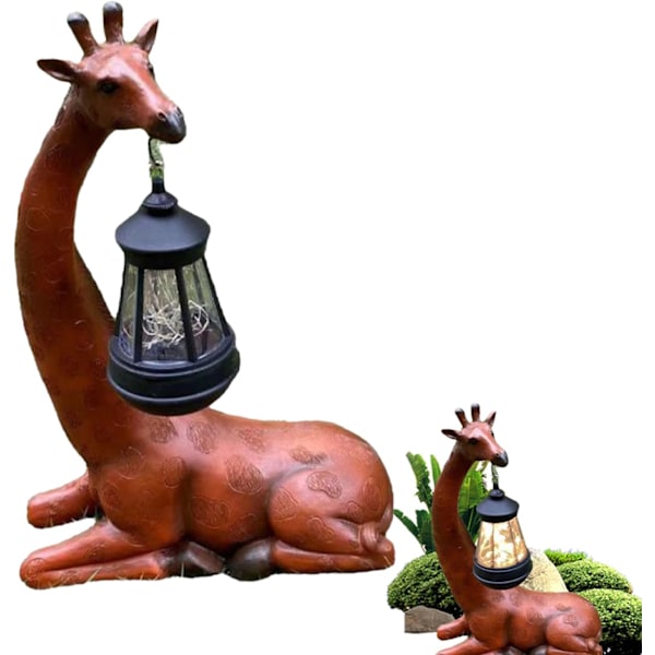 Solljus dyreskulptur \2013 giraff skulptur | morsomme utendørsdekorasjoner | harpiks opplyst hagepynt | kreativ bakgård aksent Liggande