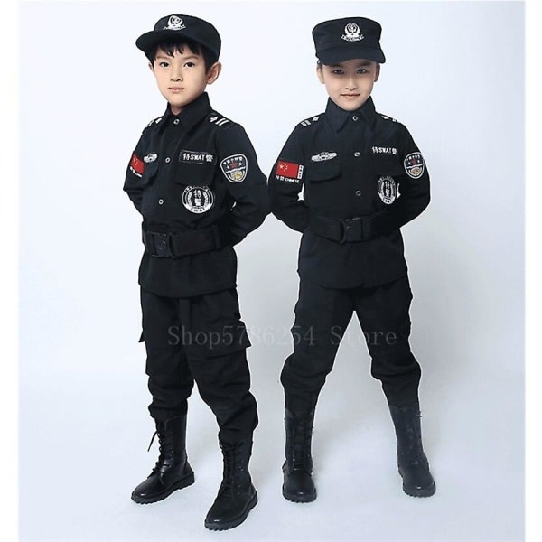 Barn Polis Uniform Poliser Cosplay kostym Höjd 110CM SQBB