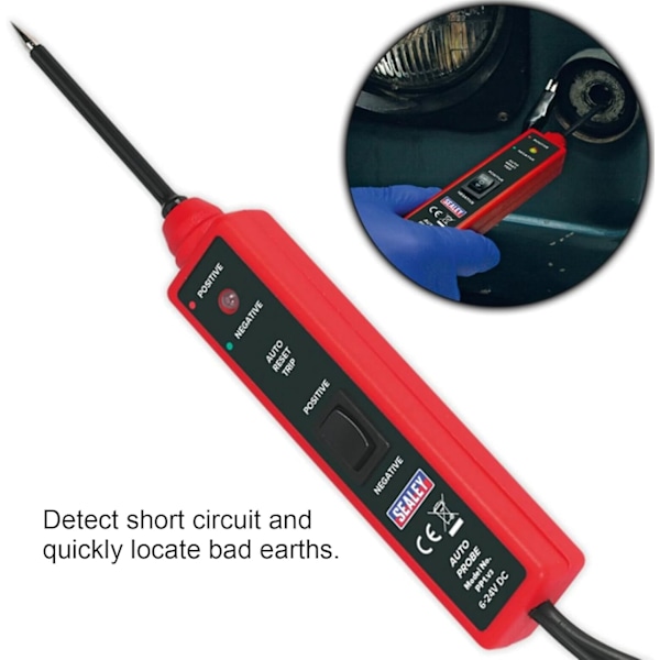 Power Circuit Tester, 6-24V Power Probe Elektrisk Circuit Tester Detektor Professionellt Autodiagnosverktyg med 14,8 Fot Kabel