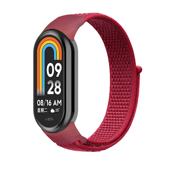 Nylonrem for Xiaomi Mi Band 8 - Myk armbånd - Smart erstatningssportløkke - Armbånd for Mi Band 8 NFC - Belte - Armbånd - Rød 08 for Mi Band 8