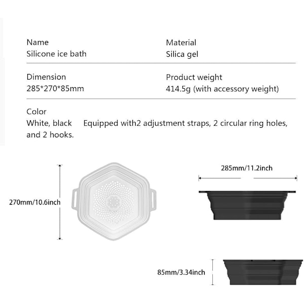 Breathe Arctic Ice Shower, Bärbar Isbadkar, Snabbkylande Silikonhink Black-a
