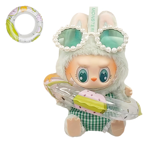 [HH] Labubu Kläder Solglasögon Sommarklänning Outfit Badring Tillbehör Set Labubu Bikini Kläder