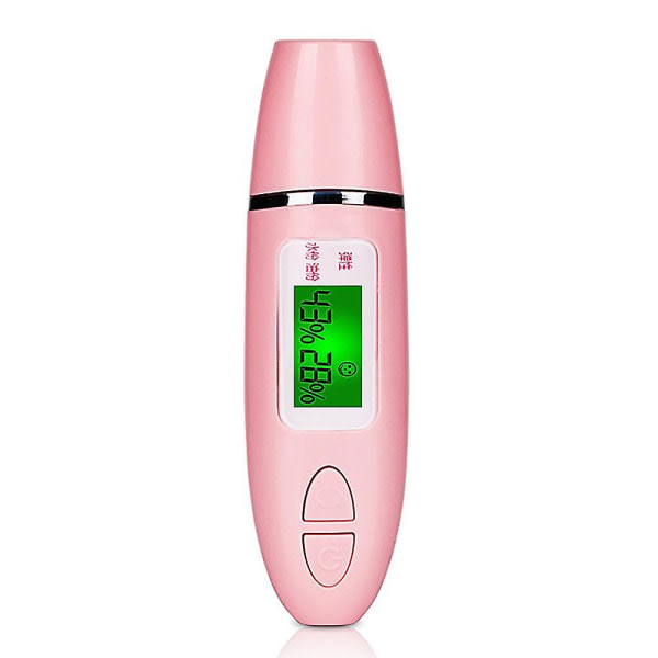 Digital huddetektorpenna med LCD-skärm Bärbar hudanalysator Vattenoljetestare fuktanalysmaskin (färg: rosa)