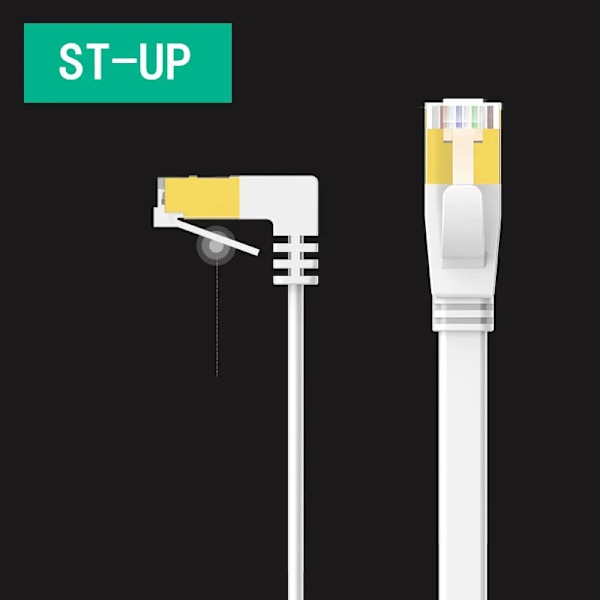 Ultra tyndt Cat 6 Ethernet-kabel, vinklet høj-til-lav, UTP netværkskabel, kategori 6, hvid, 0,5 m, 1 m, 1,5 m, 2 m, 3 m, 5 m 1m ST-UP