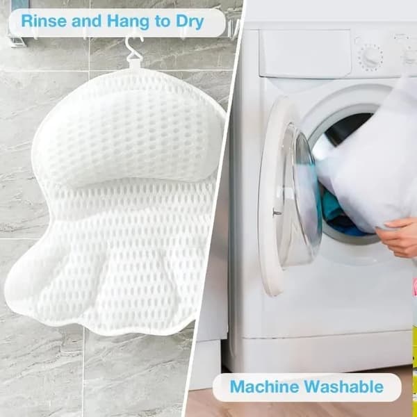 Lollanda Bath Pillow - Ergonomic Neck & Back Support, 4D Air Mesh, with 6 Suction Cups Vit