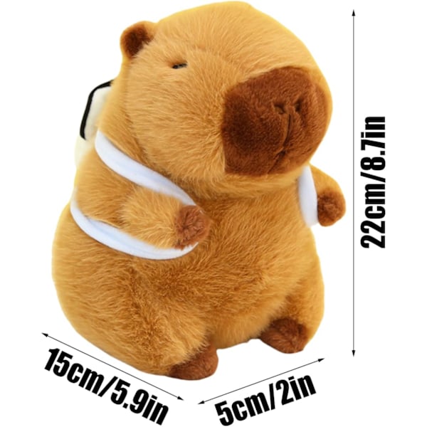 Capybara bamse – 22 cm blød plysdukke, fødselsdagsgave til børn, hyggelig pude ledsager 2 st