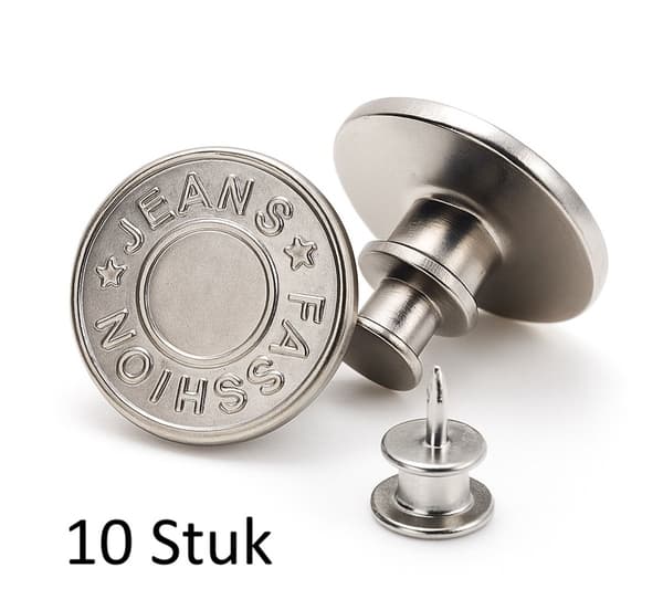 Jeansknapp med klick | Jeansknappar | Knappbyte | Jeansknapp | Silver | 10 stycken