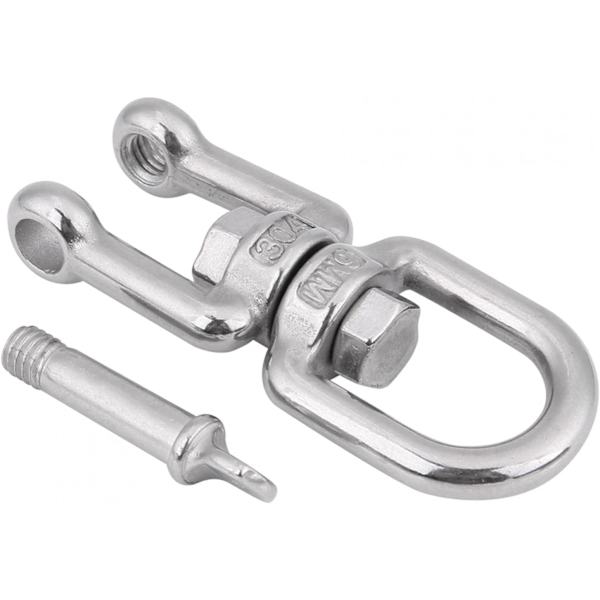 Heavy Duty Swivel Link, Heavy Duty 304 Rustfritt Stål Swivel Eye ing Snap Hooks Rolling Shackle Device Marin Med Nyckelringar Silver(6mm) 6mm