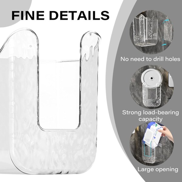 Våtservetter dispenser väggmonterade våtdukar behållare tungt enkla husdjur pappershandduk dispenser för badrum, transparent vit toalettpapper hållare Transparent vit