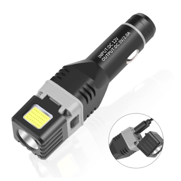 Mini ficklampa, LED billaddare USB+ typ