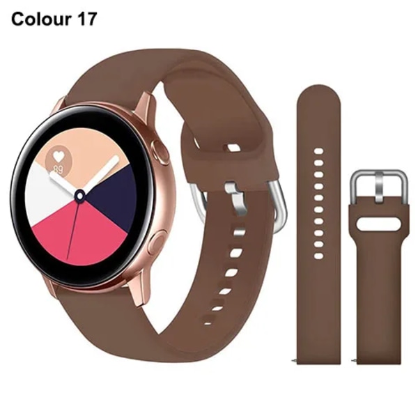 20 mm 22 mm silikonband för Samsung Galaxy Watch Active 2 Watch 3 4 5 6 45 mm 42 mm 47 mm Gear S3 Armbandsrem för Amazfit bip Color 17 för galaxy 41mm