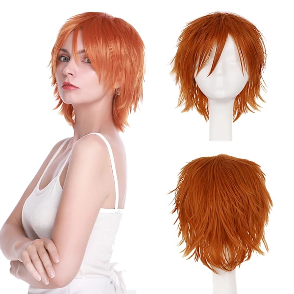 BENIHAIR Synteettinen Peruukki Cosplay Peruukki Valkoinen Punainen Vihreä Sininen Pinkki Keltainen Hiukset Lyhyt Kerrostettu Peruukki Tekohiukset Miesten Naisten Juhlaperuukki Punainen 12 tuumaa