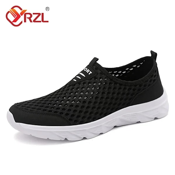 Yrzl Lättviktiga Män Casual Skor Andningsbart Slip På Man Casual Sneakers Anti-Slip Men Lägenheter Utomhus Wald Skor Storlek 39-46 Svart vit 46