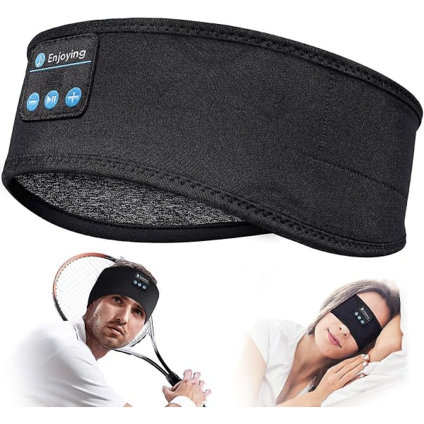 Sömnhörlurar Trådlösa, Perytong Bluetooth Sports Headband-hörlurar med ultratunna Hd-stereohögtalare Svart