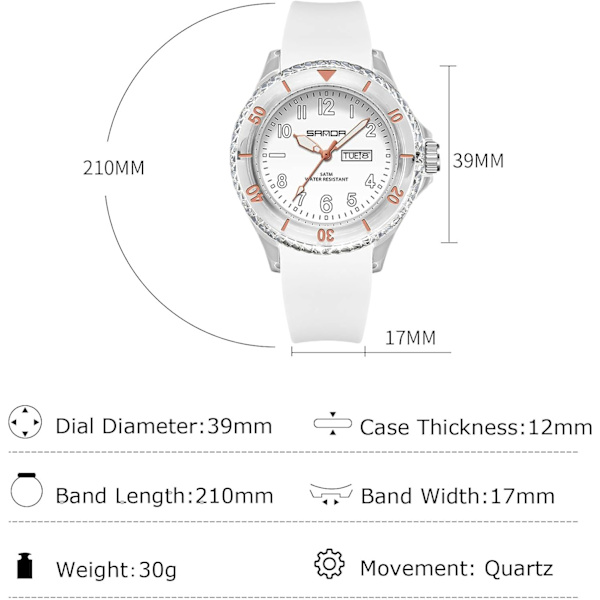 Klockor för Män Kvinnor Silikon Kvarts Armbandsur Luminous Analog Armbandsur 5 ATM Vattentät Casual Klocka Par Minimalistisk Klocka Vit Röd White red