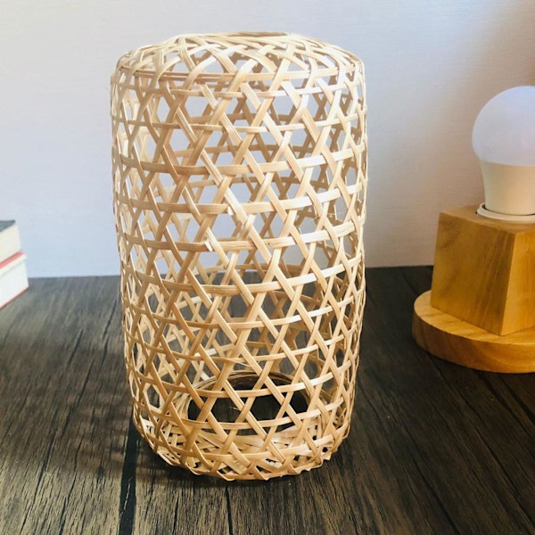 1/2 handvävd bambu lampskärm Heminredning Retro för bord 2PCS
