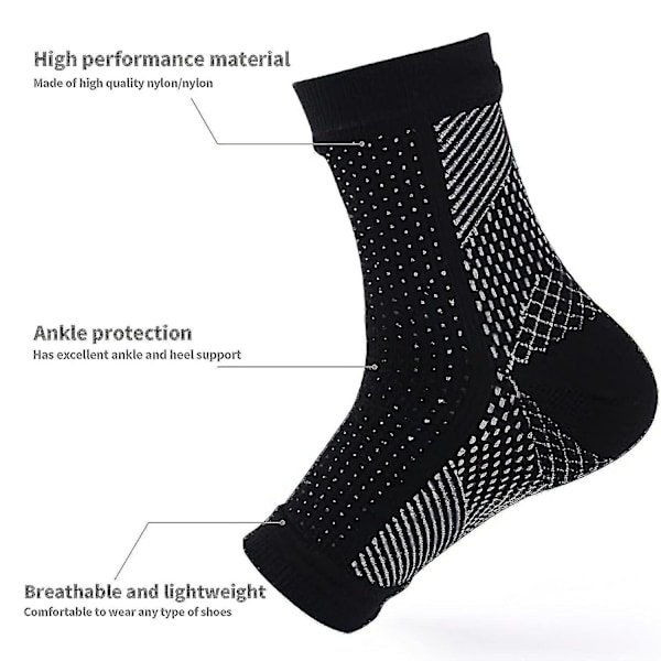 3 par neuropatistrømper, lindrende strømper til neuropatismerter, tendinitis kompressionsstrømper, plantar fasciitis, neuropati - Hvid - Hvid - L XL White -