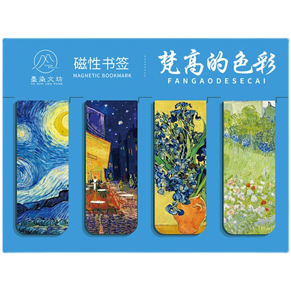 4 st världsberömda målningar Magnet Bokmärke Retro Van Gogh Stjärnhimmel Läsbokmärke Brevpapper Skolkontorsmaterial 8