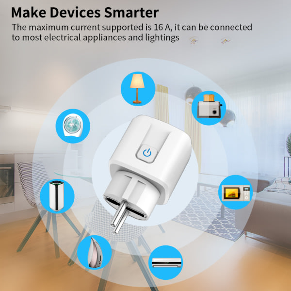 WiFi Smart Plug, 16A Smart Plug Kompatibel med Alexa echo