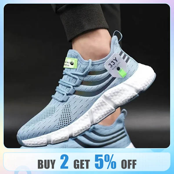 Avslappnade utomhusskor för män, lätta och andningsbara sneakers i mesh, svarta, löparskor, löparskor, joggingskor, tennisskor