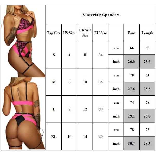 Seksikkäät naisten alusvaatteet Set Push Up Rintaliivit-housut Pikkuhousut Babydoll - spot myynti M