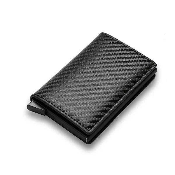 Kolfiberkorthållare Plånböcker Herr RFID Black Magic Trifold Läder Smal Miniplånbok Liten Pengaväska Man Plånbok Plånbok Kvinnor Black A