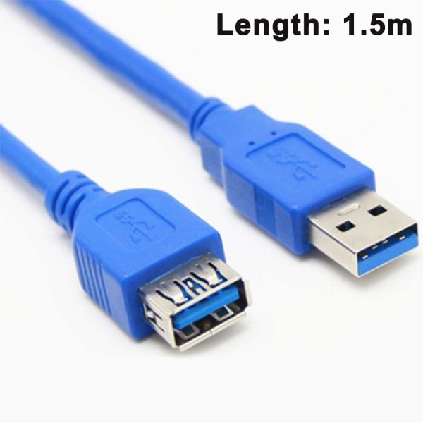 CQBB USB 3.0-förlängningskabel, SuperSpeed-datakabel upp till 5 Gbit/s, laddningskabel, USB 3.0 Typ A hona till hane, 9-stifts-1,5 m