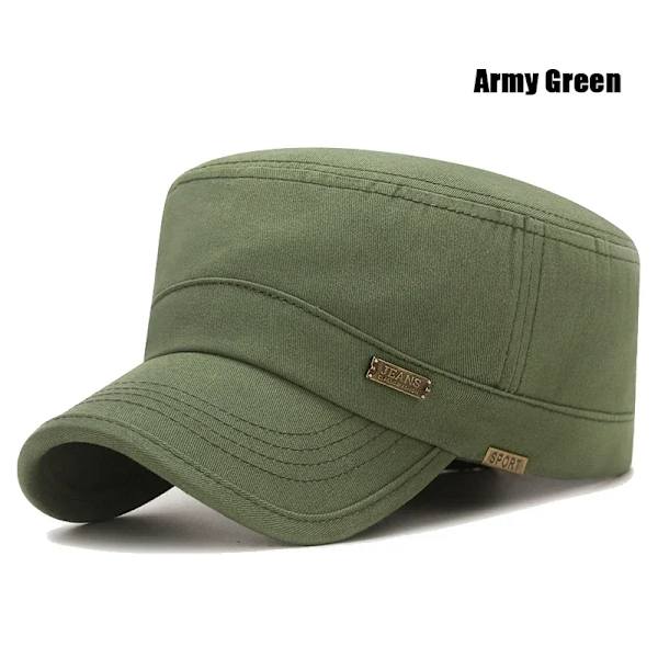 Ny mode Klassisk Casual Snapback-hatte i bomuld Udendørs sport Cap Flad militær kadet Cap Stil Design Army Green