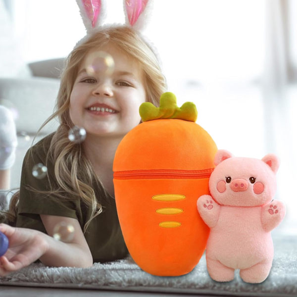 Kawaii mansikkapupu pehmo – käännettävä porkkanatyyny, jänis, pehmolelu pojille ja tytöille Gul gris