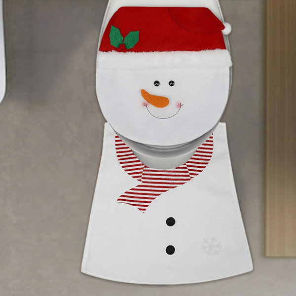 Joulu WC-istuimen kansisetti - Juhlava lumimies kylpyhuoneen matto ja kansi Snowman