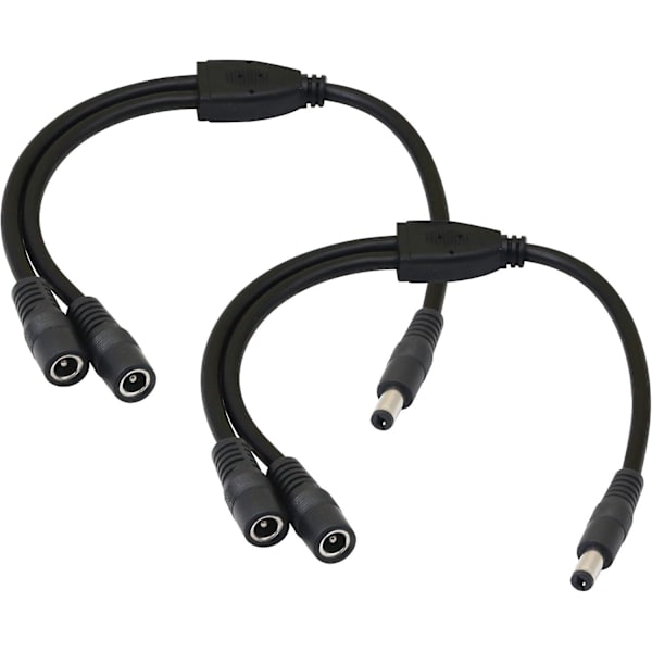 5,5/2,1 mm 12 V DC-strømkabelsplitter 1 han til 2 hun-stik CCTV DC-splitter 1 han til 2 hun-splitterkabel (0,3 m)