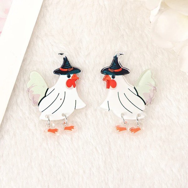 8 stk. Halloween-charms i akryl - Sjovt spøgelse, græskar, vandrende kylling til halskæde, hængende DIY, VIOLET