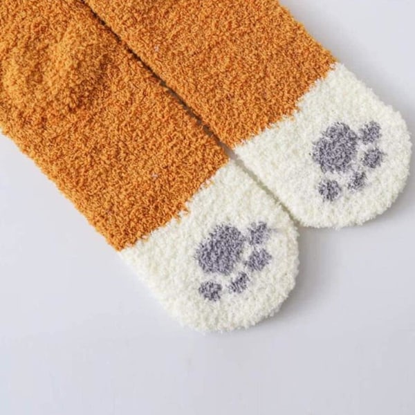 4 par vinterkattklor Söta tjocka varma sömngolvstrumpor, Cat Paw Slipper Socks för flickor, damstrumpor