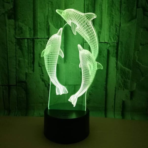 Dyr Delfin Gaver til Kvinner 3D Illusjon Nattlys Touch