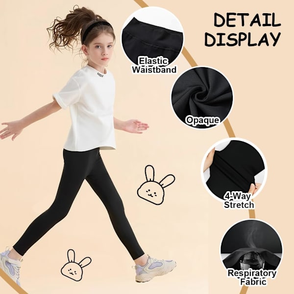 3-pak pige Leggings, Sportsbukser til Børn, Ankel Længde Størrelser 7-14 150CM-3 strips 150CM-3 strips