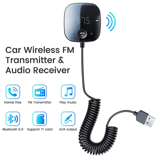 Bluetooth 5.0 billjudsändare Trådlös FM-sändare