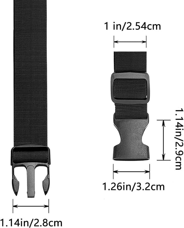 Fanny Pack Bælteforlænger Justerbar Elastisk Rem til Holografiske Tasker, 2 Pak (Sort) Extender Belt - 1 inches