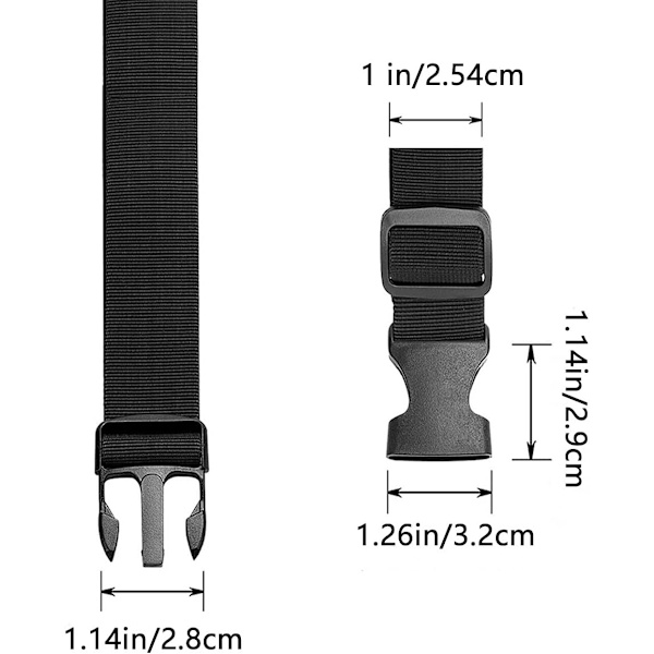 Fanny Pack Belteforlenger Justerbar Elastisk Stropp for Holografiske Vesker, 2-pakning (Svart) Extender Belt - 1 inches