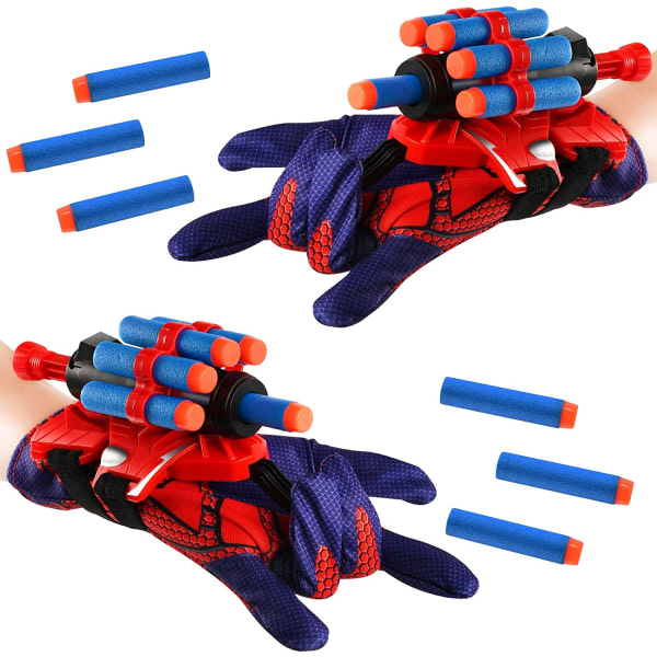 2 set Spiderman Launcher Handskar, Kids Plastic Cosplay Glove Hero SQBB