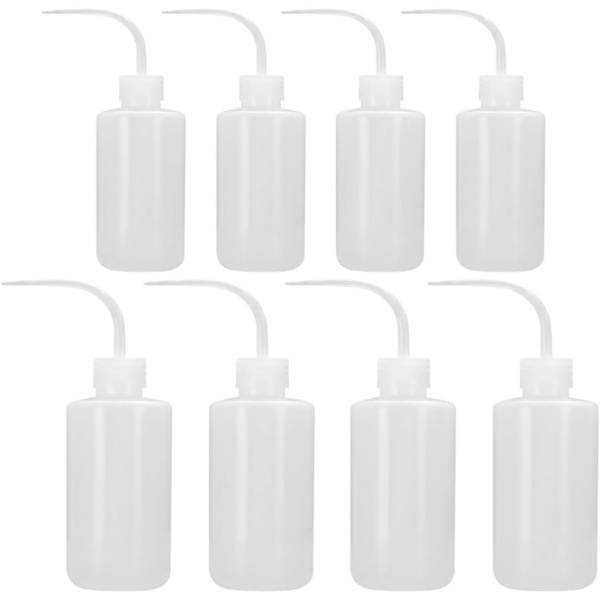 Muoviturvallinen pesupullo, muovipuristuspullo kapea suu, 8 pakkausta (kukin koko 4 kpl 250 ml + 500 ml) kastelukannut