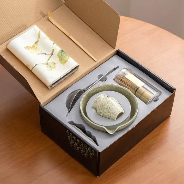 Matcha-set - Set om 7 - Matcha startkit - Matcha-visp - Det perfekta setet för traditionell matcha - Bambu - Vackert förpackat - B