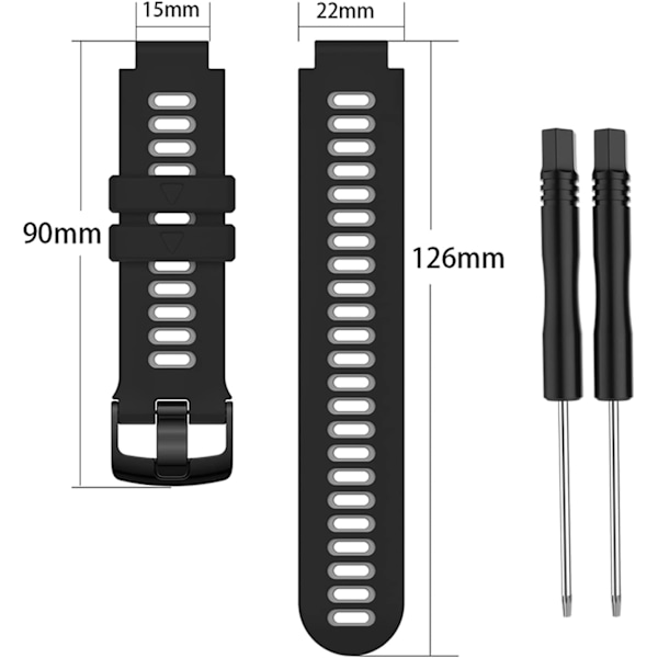 Silikonklokkearmbånd med rustfritt stålspenne, erstatningsreim for Garmin Forerunner/ 235/235lite/ 220/230/620/630/735xt, for Garmin Approach S20/S5/S6