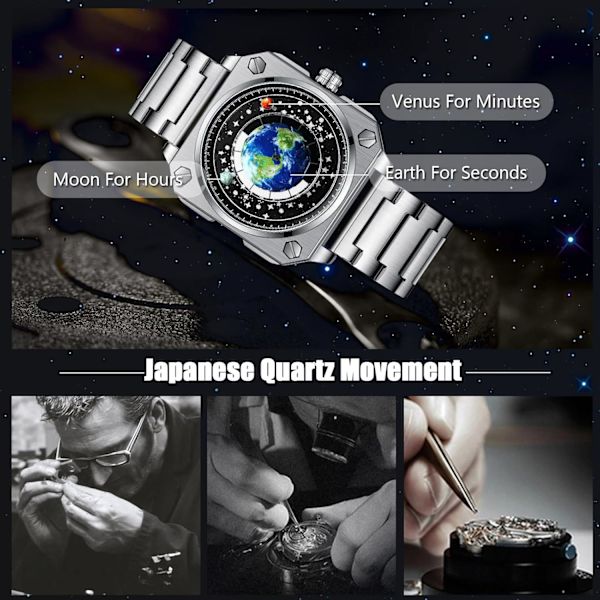 Herrar Kreativa Klockor Unika Visare Armbandsur Analog Kvarts Kvadratisk Klocka ERD Urtavla Mode Design Rostfritt Stål För Män Svart Vit A Black white A